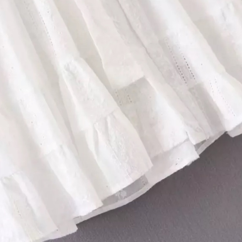 Boho Crochet Eyelet Button Up Gypsy Dress white - Picture 10 of 13